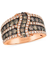 Le Vian Chocolate Diamond & Nude Diamond Multirow Crossover Statement Ring (1-5/8 ct. t.w.) in 14k Rose Gold