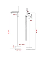 Flynama Single-Handle Free Standing Waterfall Tub Filler Bathroom Tub Faucet with Handheld Shower in Brushed Nickel