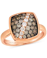 Le Vian Chocolate Ombre Diamond & Vanilla Diamond Pave Cluster Ring (3/4 ct. t.w.) in 14k Rose Gold