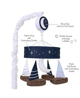 Lambs & Ivy Little Skipper Sailboat & Moon Musical Baby Crib Mobile Soother Toy