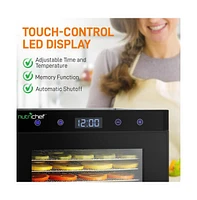 NutriChef Premium Food Dehydrator Machine with 6 Stainless Steel Trays, Digital Timer, and Temperature Control - NCDH6S7