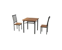 gaomon Dining Table Set for 2, Kitchen Table and Chairs with Wine Rack, 3 Piece Square Dining Room Table Set Brown