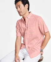 Club Room Men's Poplin Hound-Dog Print Regular-Fit Shirt, Exclusively at Macy's