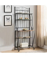 Kings Brand Furniture Black / Walnut 5-Tier Kitchen Storage Bakers Rack