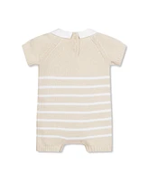 Hope & Henry Layette Baby Short Sleeve Peter Pan Collar Sweater Romper, Infant