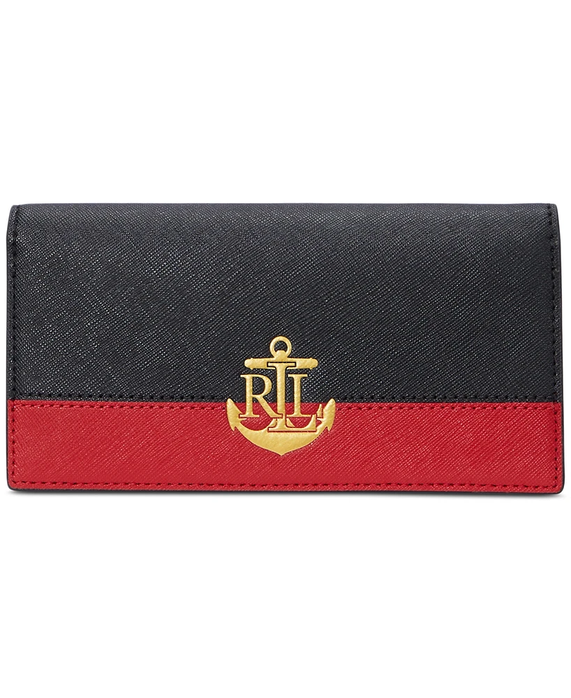 Lauren Ralph Lauren Crosshatch Leather Slim Wallet