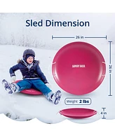 Slippery Racer ProDisc 26" Heavy Duty Metal Saucer Sled with Rope Handles, Pink