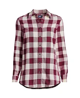 Lands' End Petite Flannel Boyfriend Fit Long Sleeve Shirt