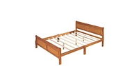 Slickblue Queen Wood Platform Bed Frame with Headboard and Sturdy Wooden Slat Support