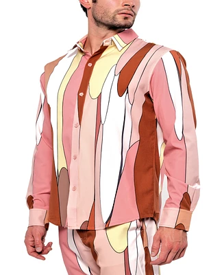 Dai Moda Men's Retro Drip Long Sleeve Shirt