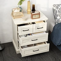 Homsee Beige Wood Accent Storage Dresser Organizer With 4 Drawers