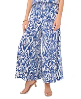 Vince Camuto Women's Printed Smocked-Waist Wide-Leg Pants