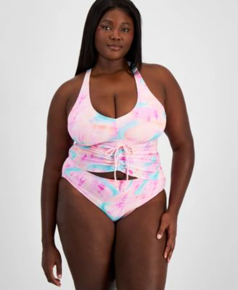 Salt Cove Plus Size Tie Dye Tankini Top Bikini Bottoms
