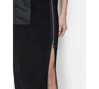 Dkny Women's Pull-On Zip-Trim Fitted Midi Pencil Skirt