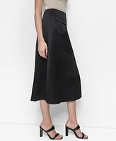 Dkny Women's Slit-Front Flap-Pocket Midi Satin Skirt