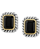 Effy Onyx Rope-Framed Stud Earrings in Sterling Silver & 14k Gold-Plate