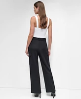 Dkny Women's Pinstripe Tie-Waist Wide-Leg Cargo Pants