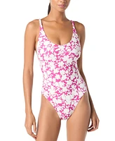 Michael Kors Women's Printed Strappy One-Piece Swimsuit