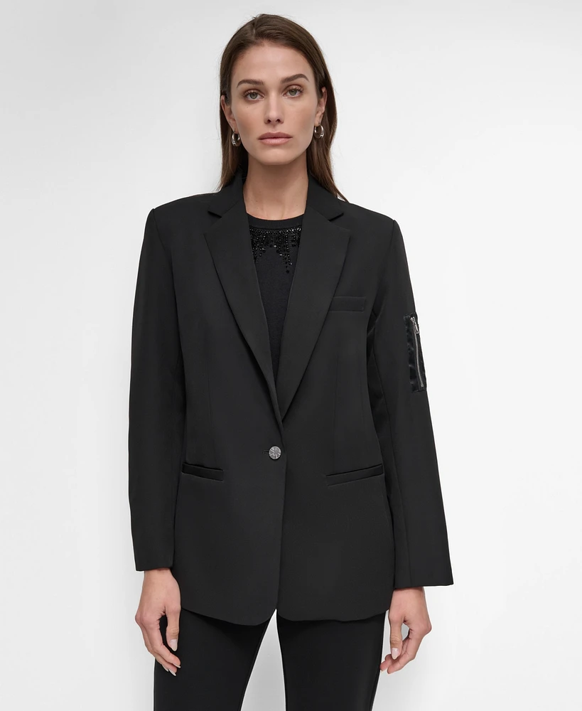 Dkny Women's Ponte Single-Button-Front Twill Blazer