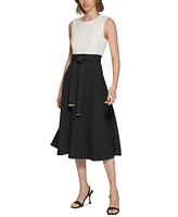 Calvin Klein Women's Belted A-Line Dress