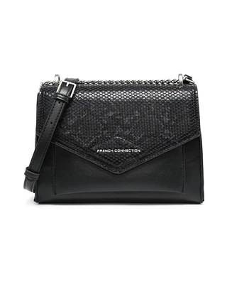 French Connection River Envelope Reptile Shoulder Bag , Black