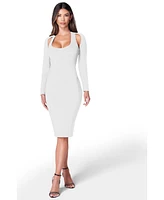 Bebe Womens Cut Out Knit Bodycon Dress