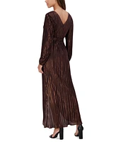 Siena Women's Metallic Pleated Faux-Wrap Maxi Dress