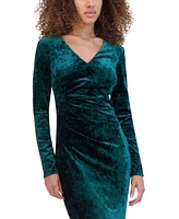 Siena Women's Crushed Velvet V-Neck Long-Sleeve Dress