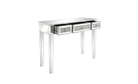 Slickblue Silver Mdf Mirror Surface Computer Desk with Broken Glass Stylish Three-Pump Design