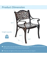 Gymax Set of Outdoor Dining Chairs Cast Aluminum Patio Bistro Chairs Armchairs