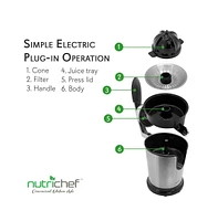 NutriChef 160W Electric Fruit & Citrus Juicer with Manual Pressing Handle and Stainless Steel Housing - PKJCR305