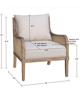 Martha Stewart Collection 28" Wood Morgan Wide Cane Accent Chair with Removable Back Cushion