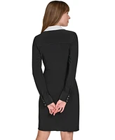 Tommy Hilfiger Women's Long-Sleeve Piped Jersey Wrap Dress