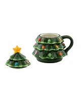 Mr. Christmas 16 Oz. Nostalgic Ceramic Tree Lidded Mug