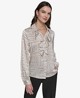 Karl Lagerfeld Paris Women's Ruffled Dot-Print Blouse