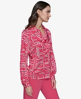 Karl Lagerfeld Paris Women's Ruffled Dot-Print Blouse