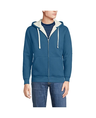 Lands' End Men's High Pile Lined Waffle Full Zip Hoodie