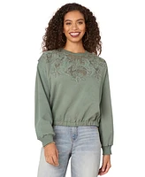 Democracy Petite Embroidered and Beaded Sweatshirt