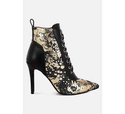 London Rag Fat Cat Abstract Pattern Lace-Up Ankle Boots