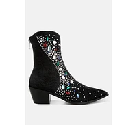 London Rag Starlit Multi Color Stones Embellished Boots