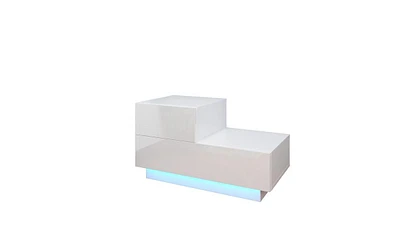 Slickblue 2-Drawer Nightstand End Table with Rgb Led Lighting - Modern Accent Table for Bedroom