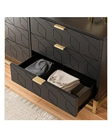 gaomon 6 Drawer Dresser For Bedroom, Modern Dressers & Chests Of Drawers, Wood Dresser Chest Organizer With Metal Legs, Large Drawers For Bedroom, Hal