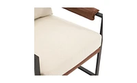 Slickblue Beige Brown Honeycomb Leather Armrest Chair - Single Iron Frame Indoor Leisure Chair for Soft Comfort and Style