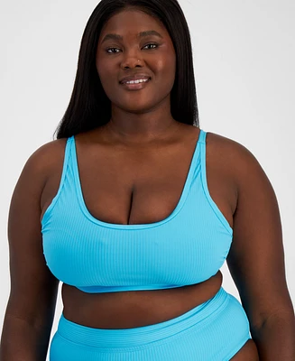 Salt + Cove Trendy Plus Ribbed Bralette Bikini Top, Created for Macy's