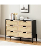 gaomon 6 Drawers Dresser for Bedroom, Spacious Storage, Wood Chest of Drawers with Metal Legs