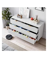 gaomon 6 Drawer Dresser For Bedroom, 56" Wide Wood Dresser Organizer With Metal Legs, Modern Chest Of Drawers For Bedroom, Hallway