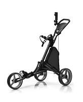 Hongge 3 Wheels Folding Golf Push Cart with Storage Bag and Scoreboard