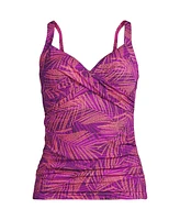 Lands' End Women's D-Cup V-Neck Wrap Underwire Tankini Swimsuit Top