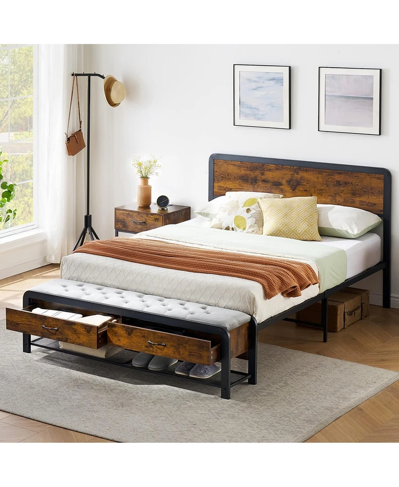 gaomon Bed Frame Queen Size with Drawers, Queen Platform Bed Frame with Headboard
