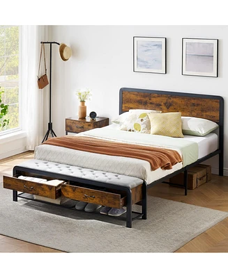 gaomon Bed Frame Queen Size with Drawers, Queen Platform Bed Frame with Headboard